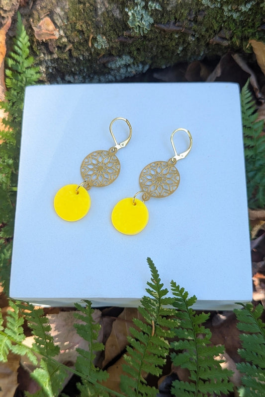 Boucles d'oreilles Bulle Jaune - Collection Les Éclatées