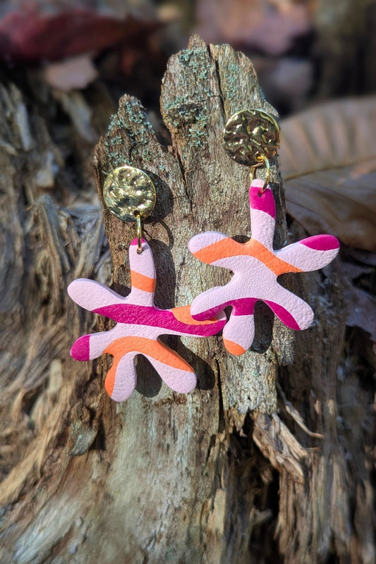 Boucles d'oreilles Splash Rose et Orange - Collection Les Éclatées