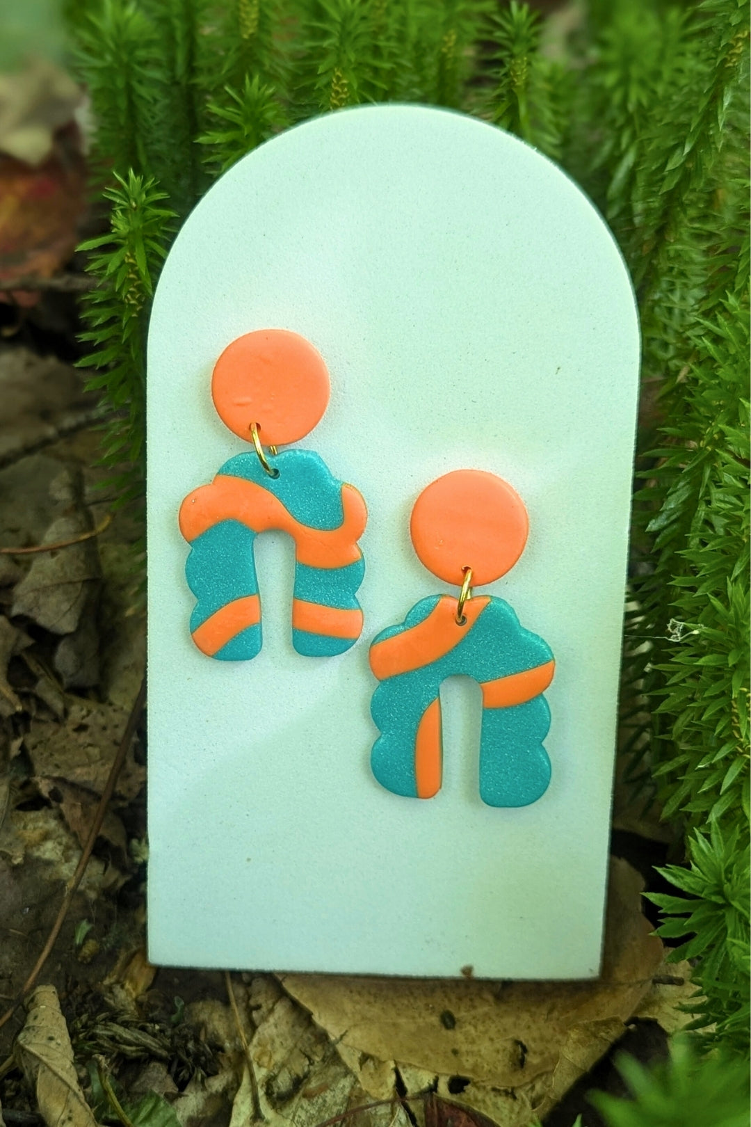 Boucles d'oreilles Groovy Turquoise et Orange - Collection Les Éclatées