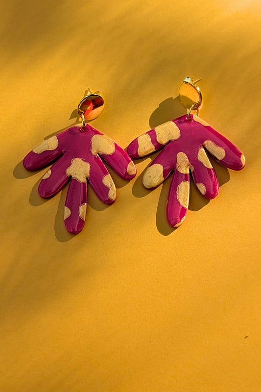 Boucles d'oreilles Folie - Taches Rose et Doré - Collection Les Éclatées