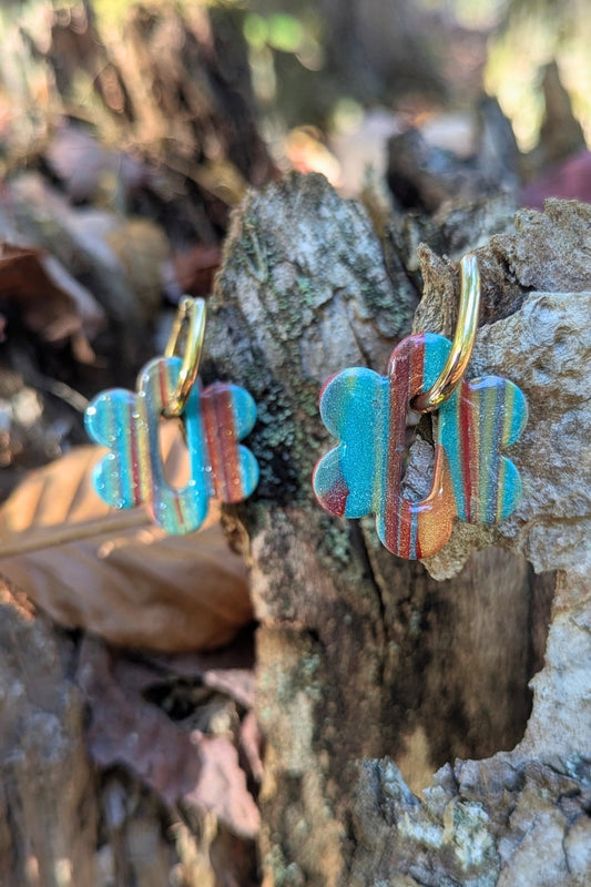 Boucles d'oreilles Eva mix bleu - Collection Les Éclatées