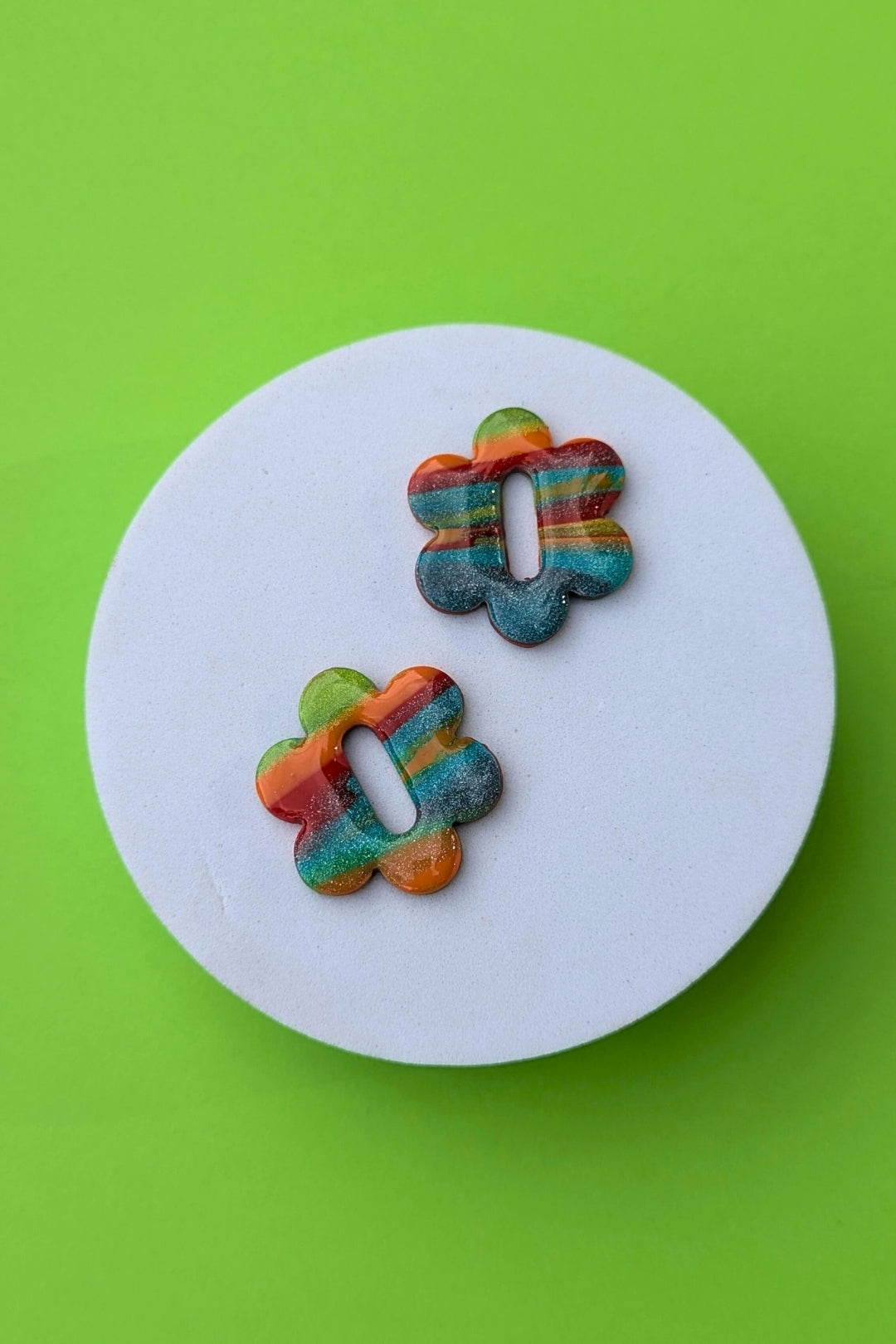 Boucles d'oreilles Eva mix orange et bleu - Collection Les Éclatées