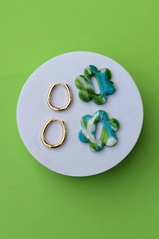 Boucles d'oreilles Eva turquoise et vert - Collection Les Éclatées