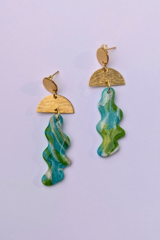 Boucles d'oreilles Vibe -Turquoise et vert - Collection Les Éclatées
