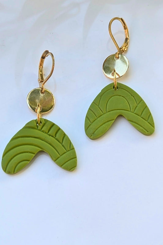 Boucles d'oreilles Boomerang - Vert - Collection Les Éclatées