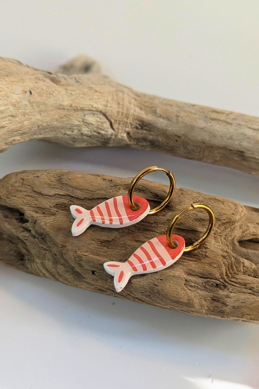 Boucles d'oreilles poisson orange La Marinière – Sardines de bonheur, faites main à Montréal