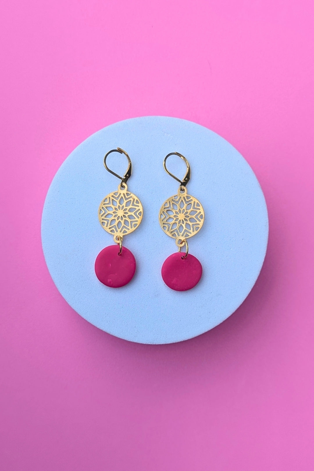 Boucles d'oreilles Bulle Fuchsia- Collection Les Éclatées
