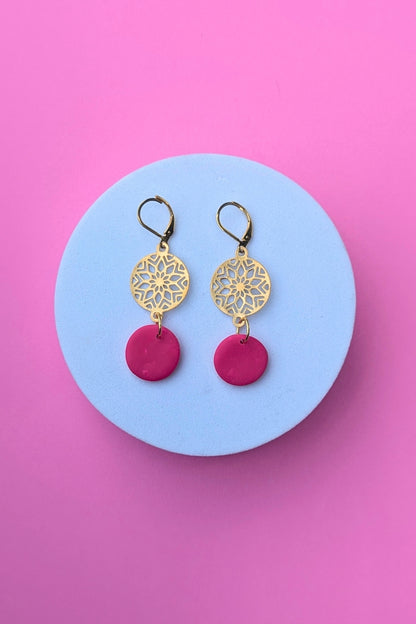 Boucles d'oreilles Bulle Fuchsia- Collection Les Éclatées