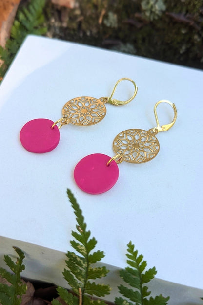 Boucles d'oreilles Bulle Fuchsia- Collection Les Éclatées