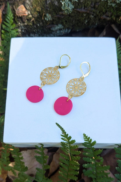 Boucles d'oreilles Bulle Fuchsia- Collection Les Éclatées