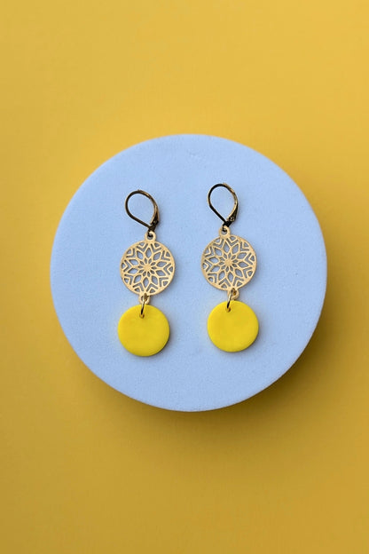 Boucles d'oreilles Bulle Jaune - Collection Les Éclatées