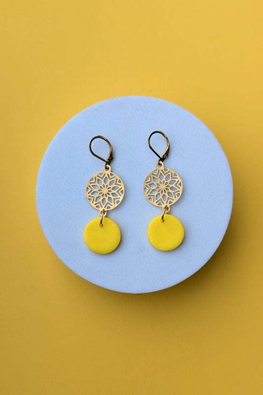 Boucles d'oreilles Bulle Jaune - Collection Les Éclatées