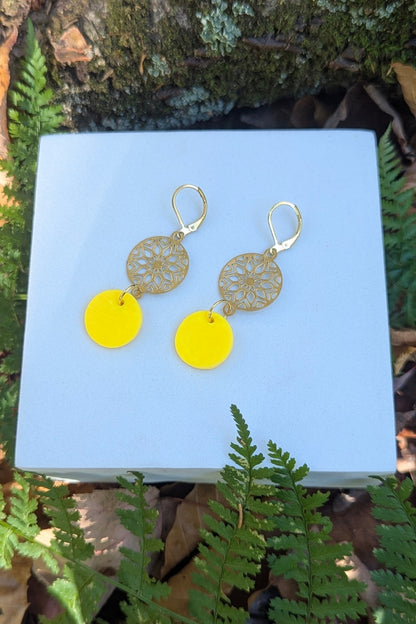 Boucles d'oreilles Bulle Jaune - Collection Les Éclatées