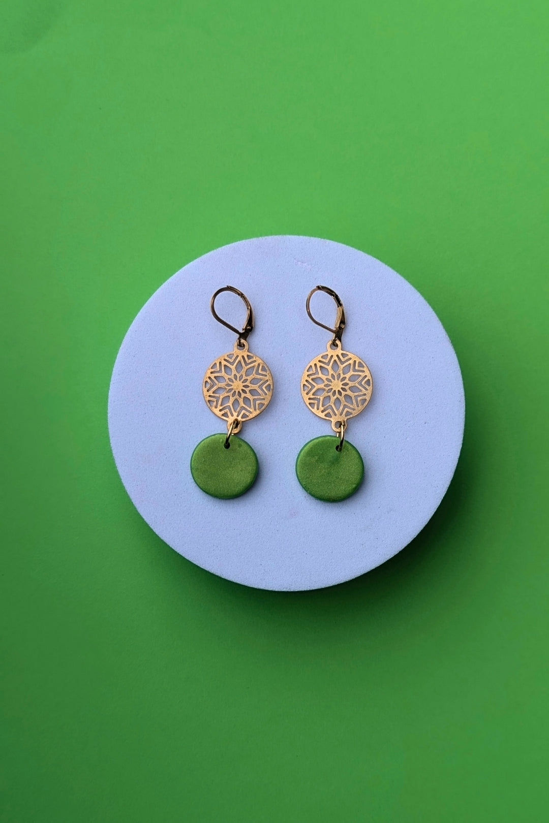 Boucles d'oreilles Bulle Verte - Collection Les Éclatées