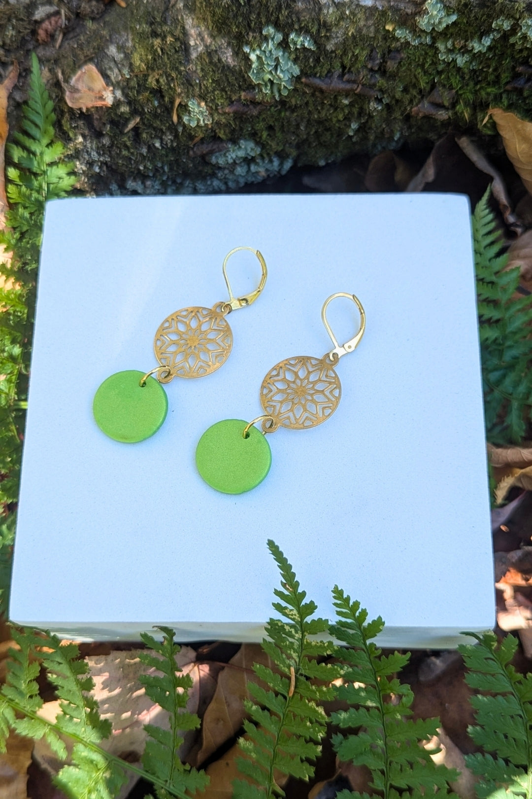 Boucles d'oreilles Bulle Verte - Collection Les Éclatées