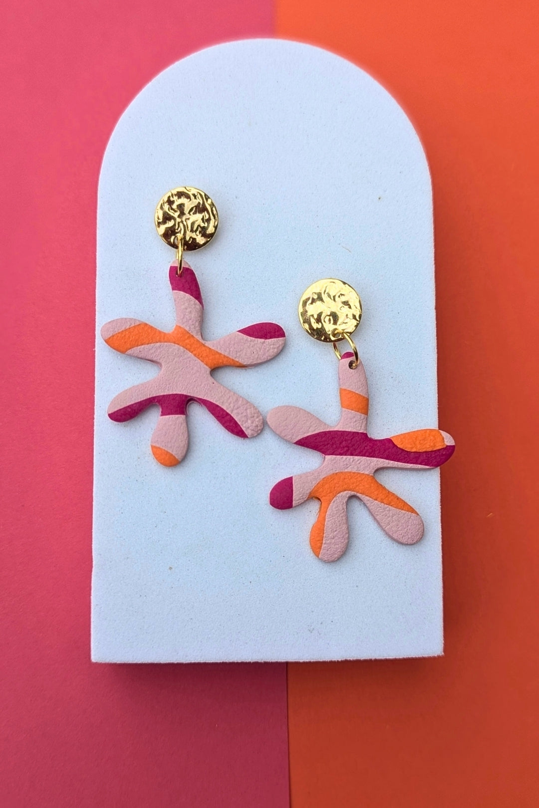 Boucles d'oreilles Splash Rose et Orange - Collection Les Éclatées