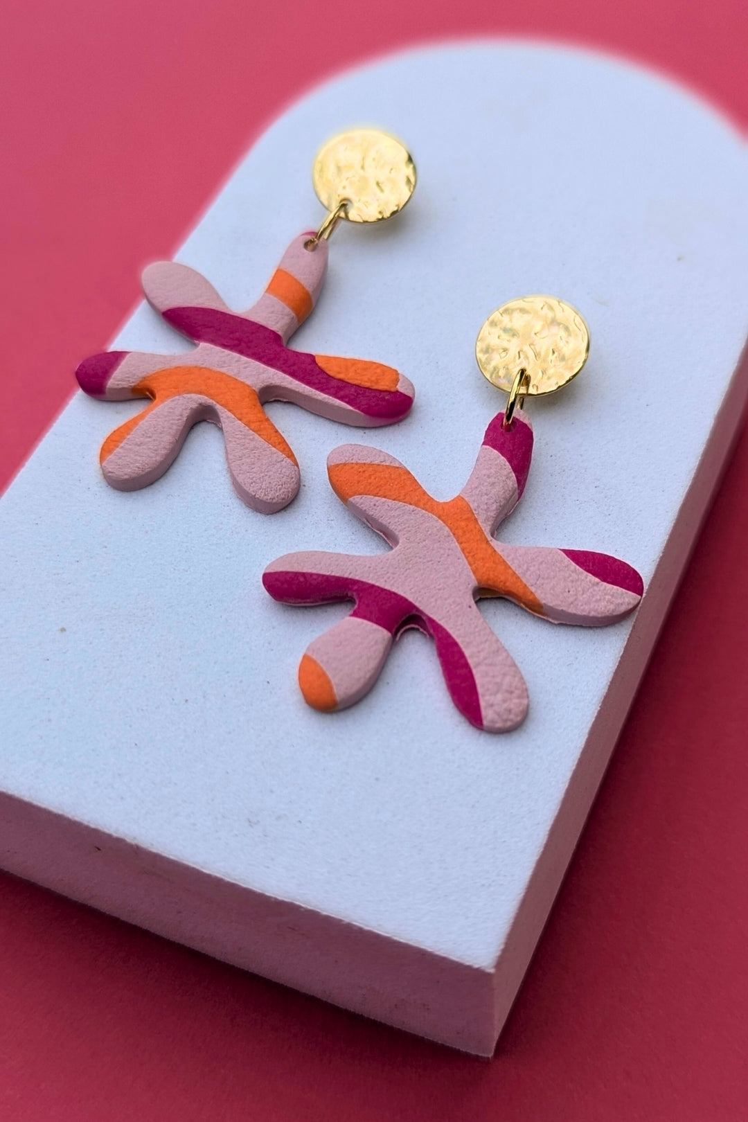 Boucles d'oreilles Splash Rose et Orange - Collection Les Éclatées