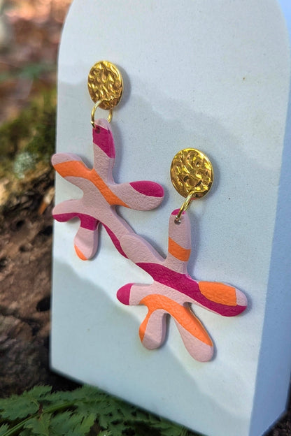 Boucles d'oreilles Splash Rose et Orange - Collection Les Éclatées