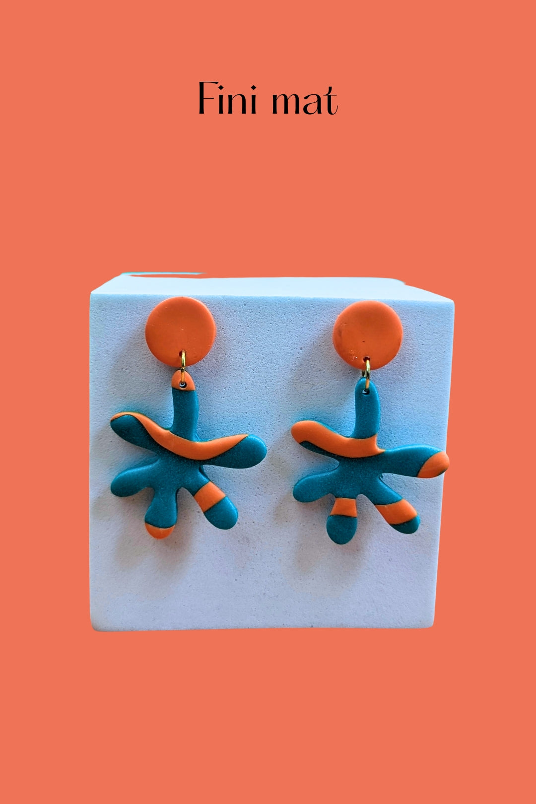 Boucles d'oreilles Splash Turquoise et Orange - Collection Les Éclatées