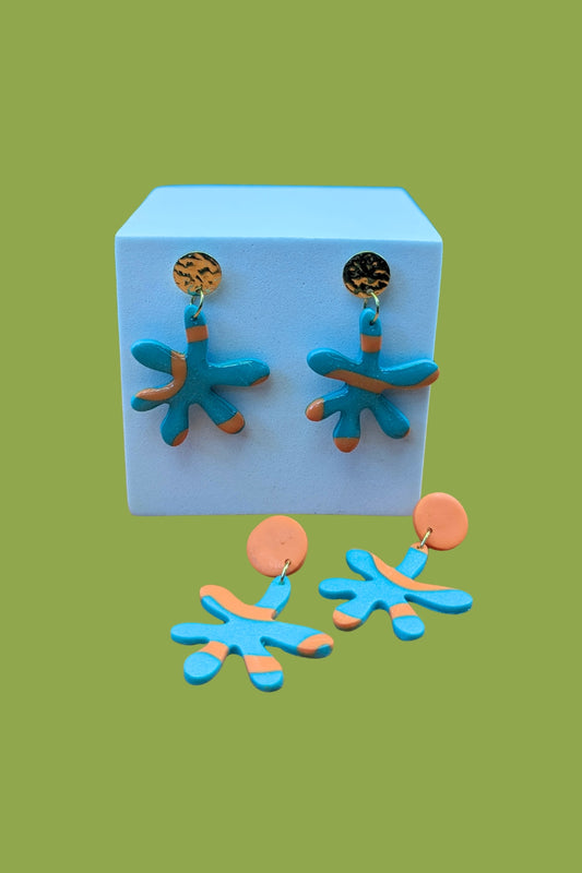 Boucles d'oreilles Splash Turquoise et Orange - Collection Les Éclatées