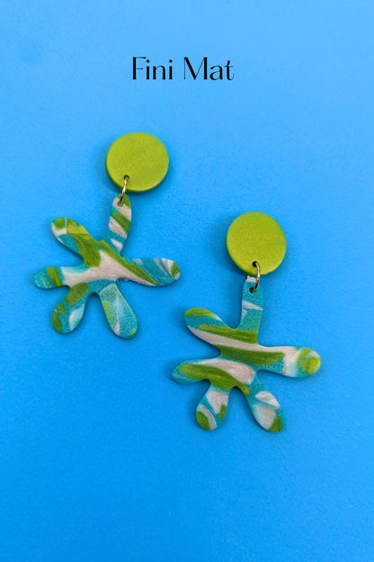 Boucles d'oreilles Splash Vert et Turquoise - Collection Les Éclatées