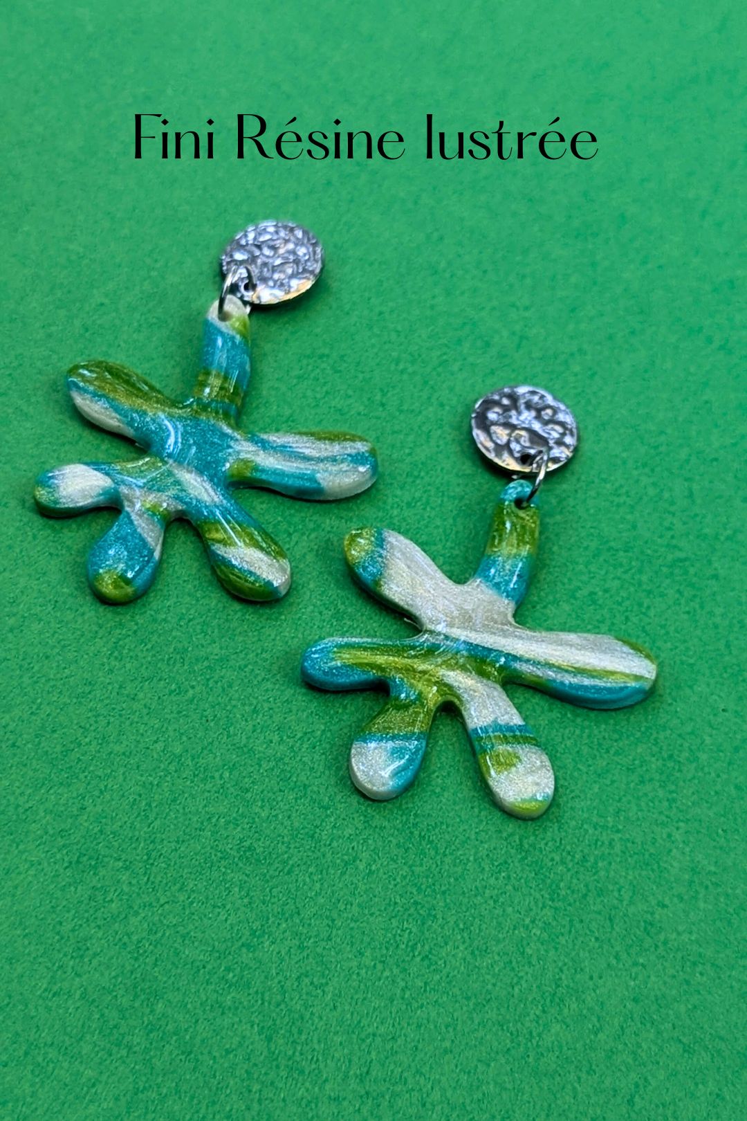 Boucles d'oreilles Splash Vert et Turquoise - Collection Les Éclatées