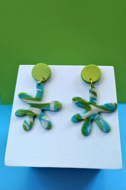 Boucles d'oreilles Splash Vert et Turquoise - Collection Les Éclatées