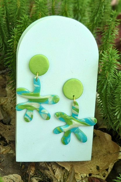Boucles d'oreilles Splash Vert et Turquoise - Collection Les Éclatées