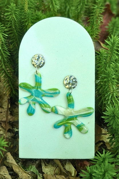 Boucles d'oreilles Splash Vert et Turquoise - Collection Les Éclatées