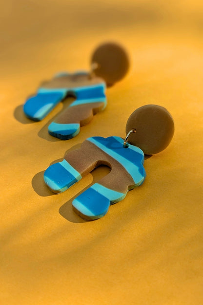 Boucles d'oreilles Groovy Turquoise et Doré - Collection Les Éclatées