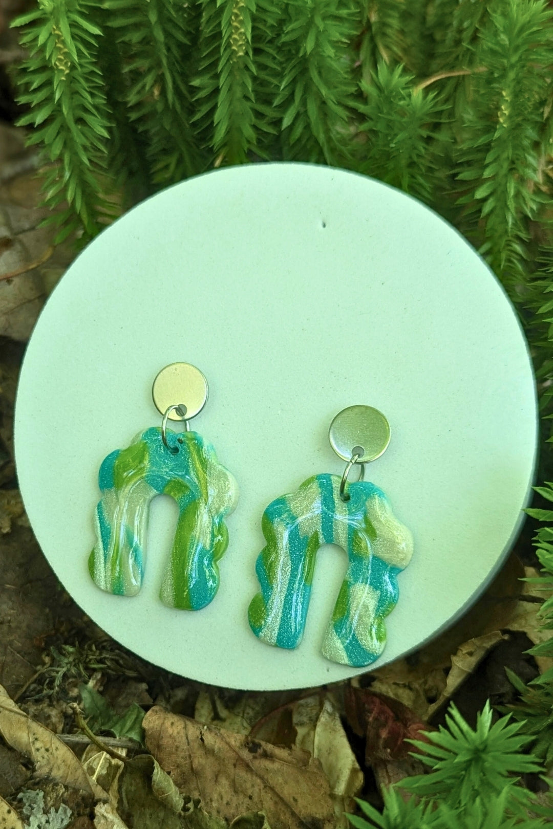 Boucles d'oreilles Groovy Turquoise et vert- Collection Les Éclatées