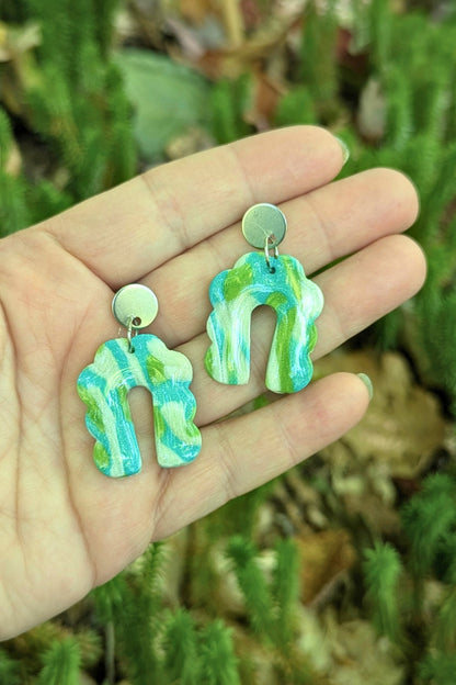 Boucles d'oreilles Groovy Turquoise et vert- Collection Les Éclatées