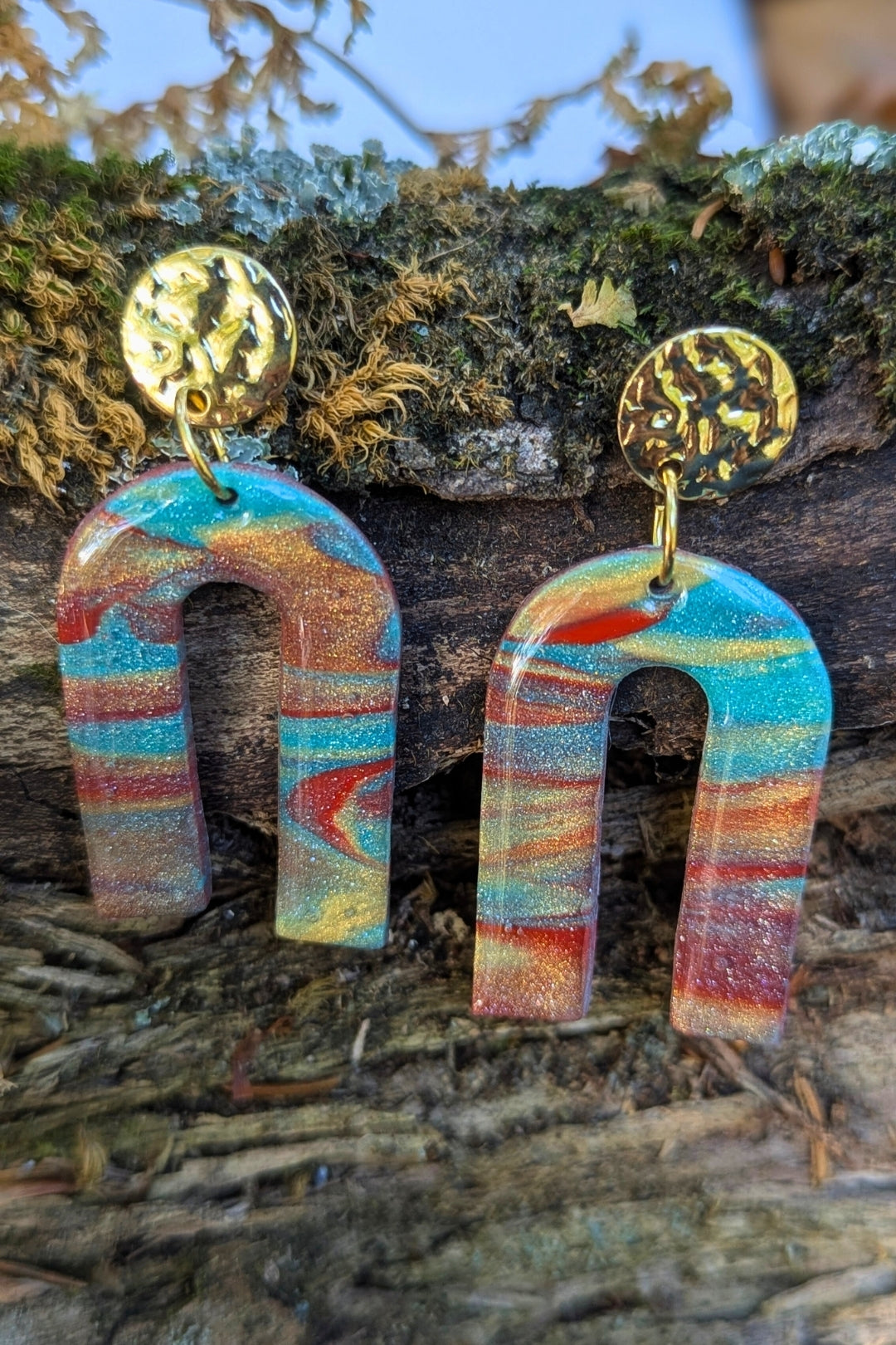 Boucles d'oreilles Flash- mix bleu - Collection Les Éclatées