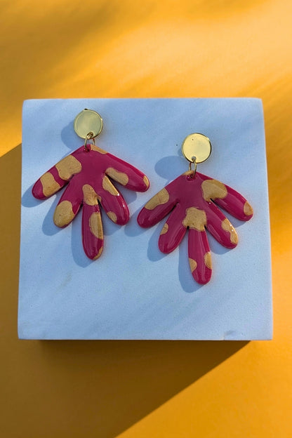 Boucles d'oreilles Folie - Taches Rose et Doré - Collection Les Éclatées