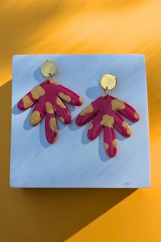 Boucles d'oreilles Folie - Taches Rose et Doré - Collection Les Éclatées