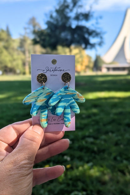 Boucles d'oreilles Folie -Turquoise et Doré - Collection Les Éclatées