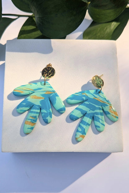 Boucles d'oreilles Folie -Turquoise et Doré - Collection Les Éclatées