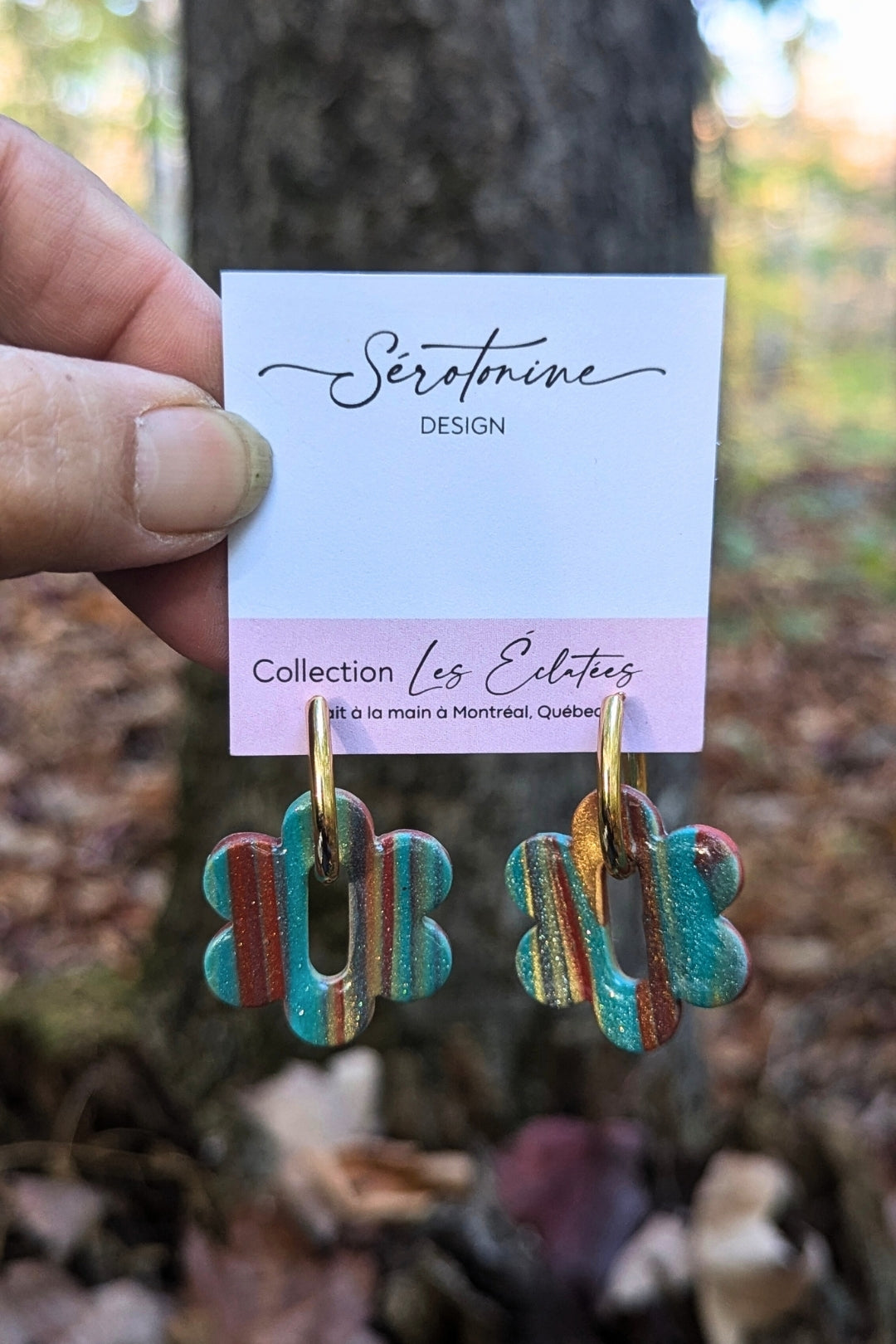 Boucles d'oreilles Eva mix bleu - Collection Les Éclatées