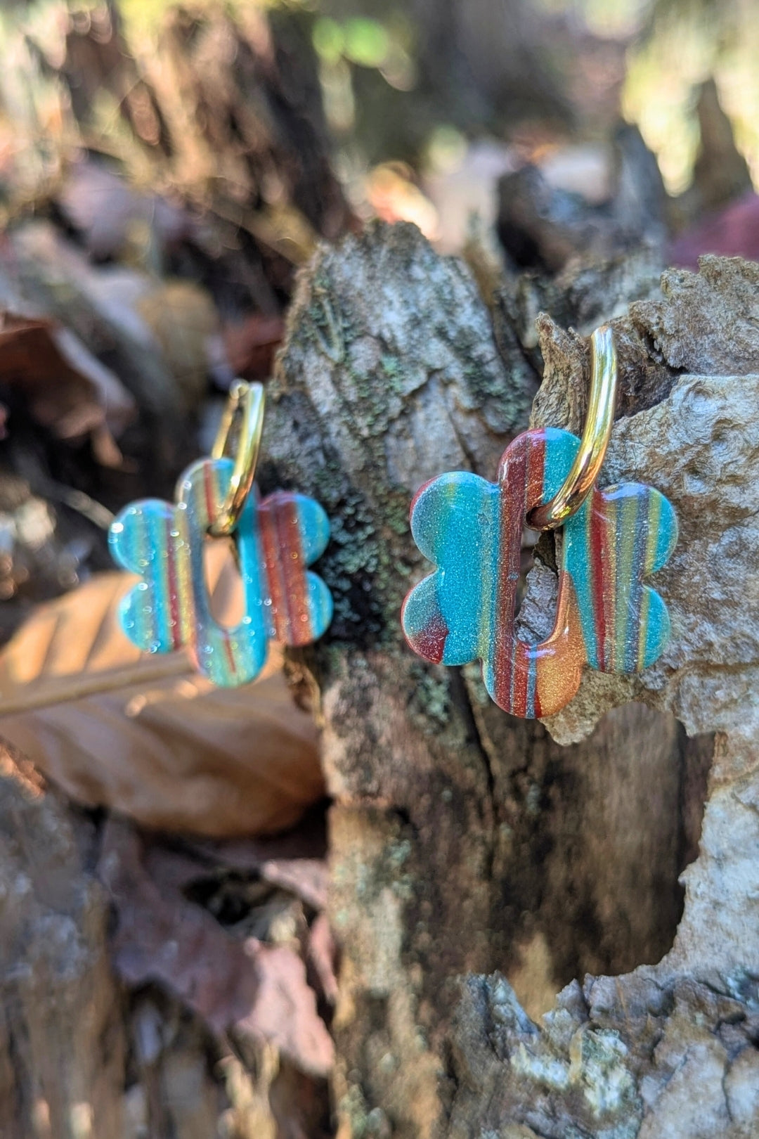 Boucles d'oreilles Eva mix bleu - Collection Les Éclatées