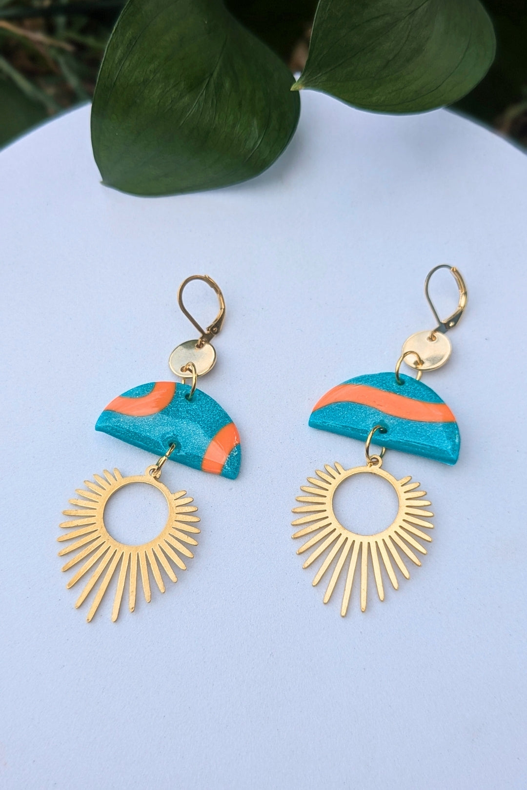 Boucles d'oreilles Raya - Vague orange - Collection Les Éclatées