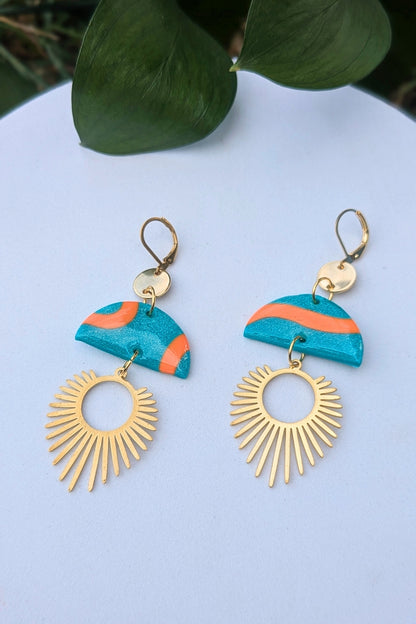 Boucles d'oreilles Raya - Vague orange - Collection Les Éclatées