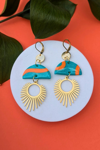 Boucles d'oreilles Raya - Vague orange - Collection Les Éclatées