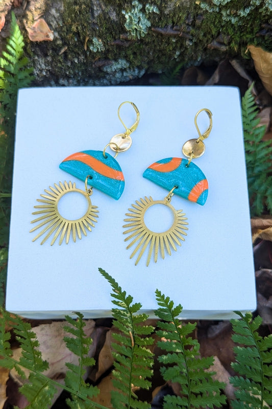 Boucles d'oreilles Raya - Vague orange - Collection Les Éclatées