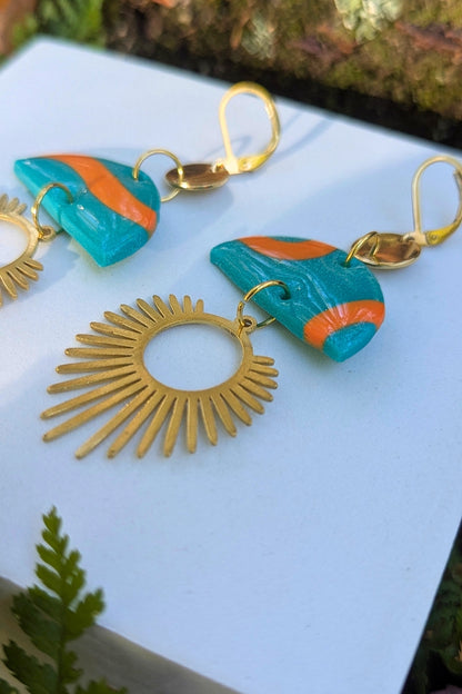 Boucles d'oreilles Raya - Vague orange - Collection Les Éclatées