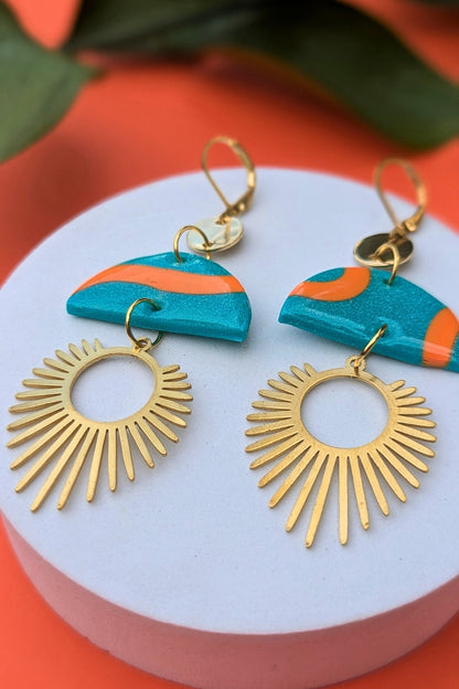 Boucles d'oreilles Raya - Vague orange - Collection Les Éclatées