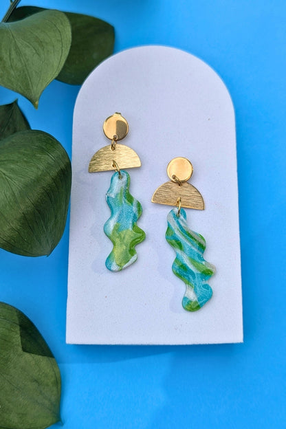 Boucles d'oreilles Vibe -Turquoise et vert - Collection Les Éclatées