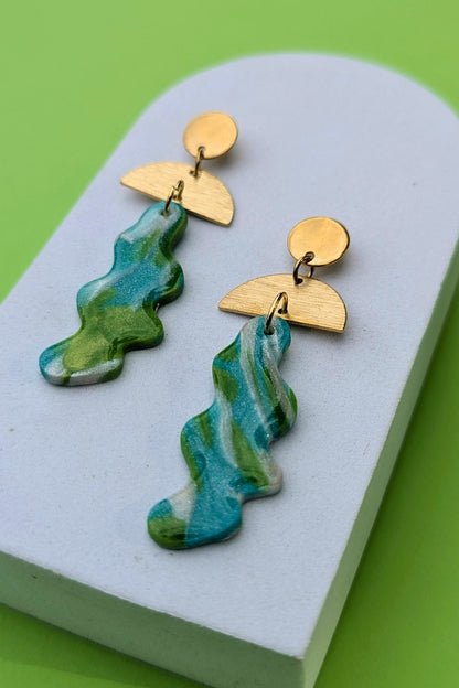 Boucles d'oreilles Vibe -Turquoise et vert - Collection Les Éclatées
