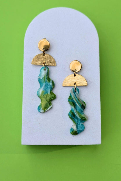 Boucles d'oreilles Vibe -Turquoise et vert - Collection Les Éclatées