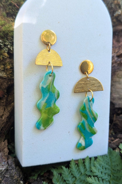 Boucles d'oreilles Vibe -Turquoise et vert - Collection Les Éclatées
