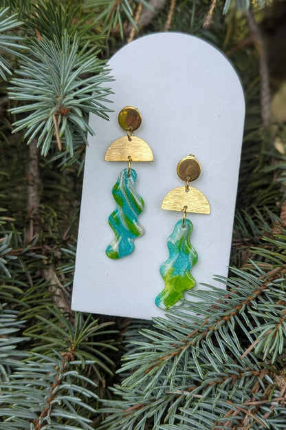 Boucles d'oreilles Vibe -Turquoise et vert - Collection Les Éclatées